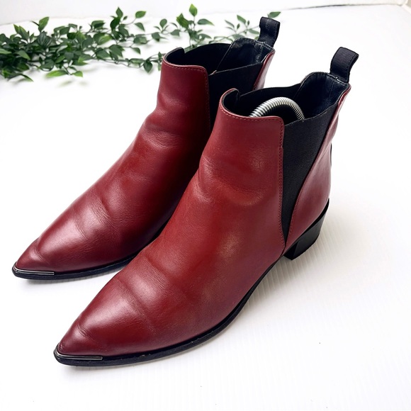 Acne Studios Jensen Burgundy Red Smooth Leather Pointed Toe Chelsea Boots 7.5 - Picture 10 of 12